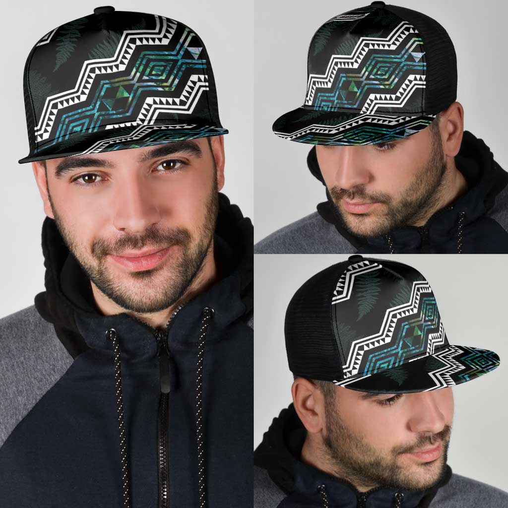 Taniko Aotearoa Mix Paua Shell Mesh Trucker Cap Niho Taniwha Turquoise Glitter - Aussie Hoodie