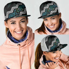 Taniko Aotearoa Mix Paua Shell Mesh Trucker Cap Niho Taniwha Turquoise Glitter - Aussie Hoodie