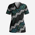 Personalised Taniko Aotearoa Mix Paua Shell Scrub Top Niho Taniwha Turquoise Glitter - Aussie Hoodie