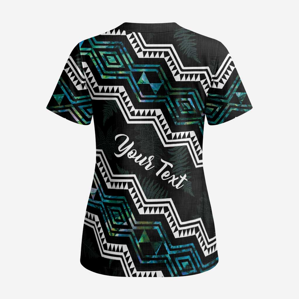 Personalised Taniko Aotearoa Mix Paua Shell Scrub Top Niho Taniwha Turquoise Glitter - Aussie Hoodie