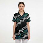 Personalised Taniko Aotearoa Mix Paua Shell Scrub Top Niho Taniwha Turquoise Glitter - Aussie Hoodie