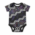 Personalised Taniko Aotearoa Mix Paua Shell Baby Onesie Niho Taniwha Lilac Glitter