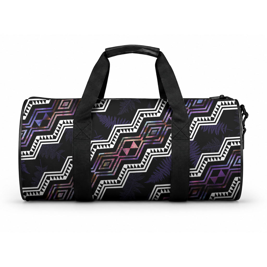 Taniko Aotearoa Mix Paua Shell Duffle Bag Niho Taniwha Lilac Glitter