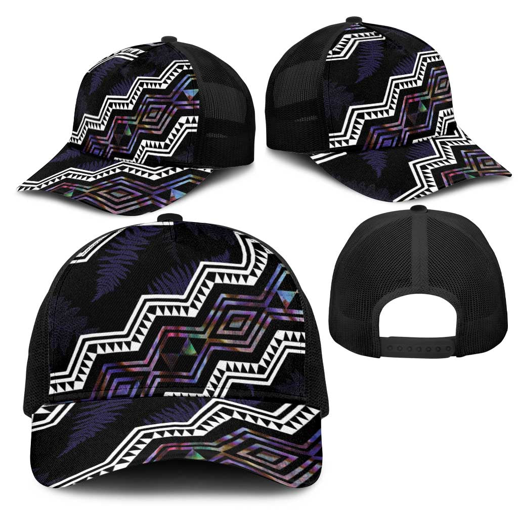 Taniko Aotearoa Mix Paua Shell Mesh Trucker Cap Niho Taniwha Lilac Glitter - Aussie Hoodie