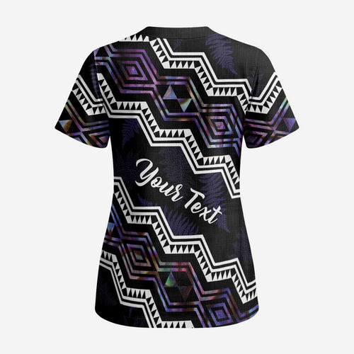 Personalised Taniko Aotearoa Mix Paua Shell Scrub Top Niho Taniwha Lilac Glitter - Aussie Hoodie