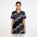 Personalised Taniko Aotearoa Mix Paua Shell Scrub Top Niho Taniwha Lilac Glitter - Aussie Hoodie