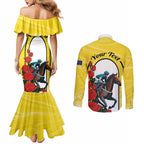 Personalised Melbourne Horse Racing Couples Matching Mermaid Dress and Long Sleeve Button Shirt The Race That Stops The Nation