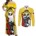 Personalised Melbourne Horse Racing Couples Matching Off Shoulder Maxi Dress and Long Sleeve Button Shirt The Race That Stops The Nation
