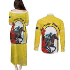 Personalised Melbourne Horse Racing Couples Matching Puletasi and Long Sleeve Button Shirt The Race That Stops The Nation
