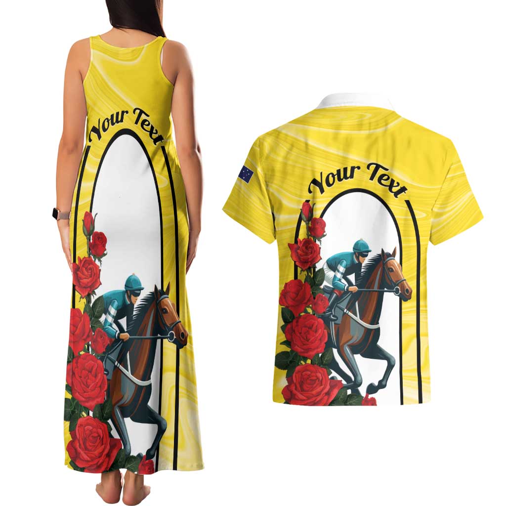 Personalised Melbourne Horse Racing Couples Matching Tank Maxi Dress and Hawaiian Shirt The Race That Stops The Nation