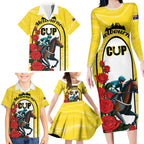 Personalised Melbourne Horse Racing Family Matching Long Sleeve Bodycon Dress and Hawaiian Shirt The Race That Stops The Nation