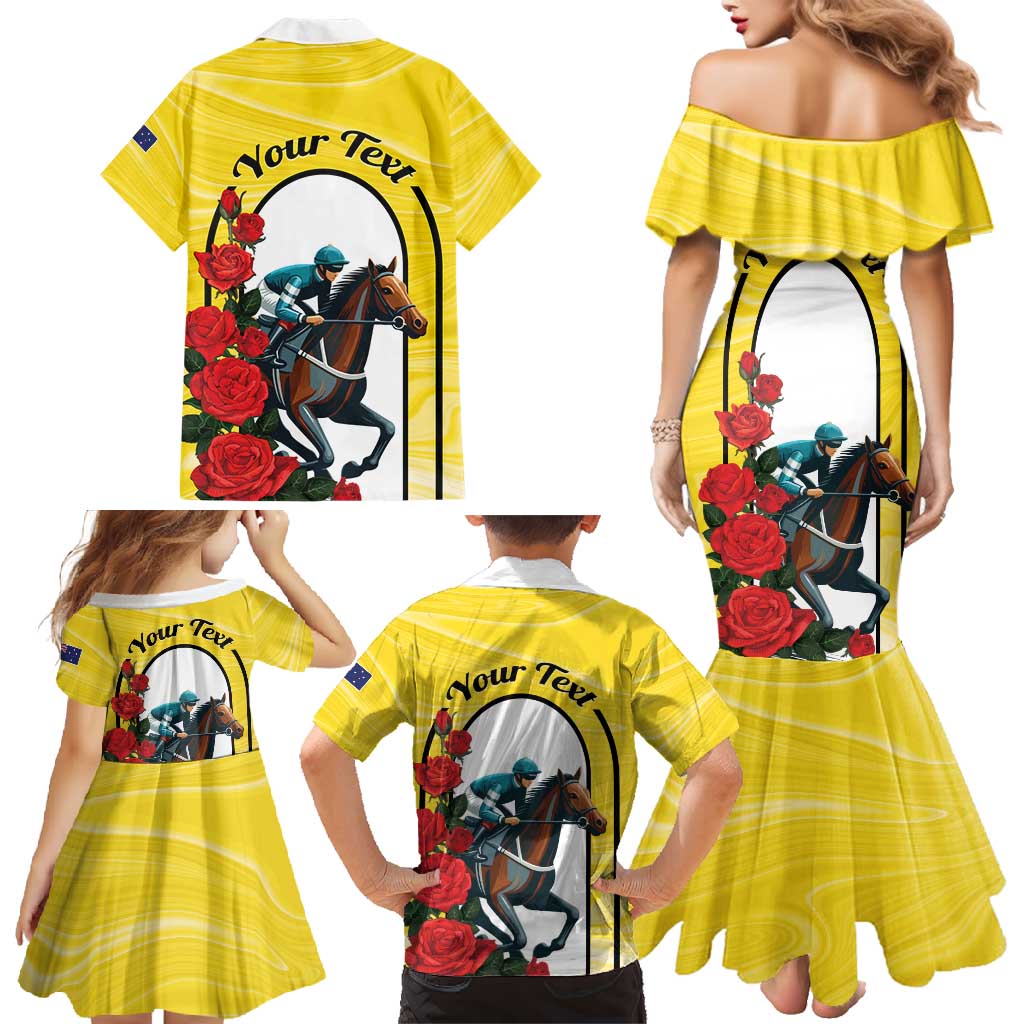 Personalised Melbourne Horse Racing Family Matching Mermaid Dress and Hawaiian Shirt The Race That Stops The Nation
