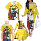 Personalised Melbourne Horse Racing Family Matching Off The Shoulder Long Sleeve Dress and Hawaiian Shirt The Race That Stops The Nation