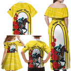 Personalised Melbourne Horse Racing Family Matching Off Shoulder Maxi Dress and Hawaiian Shirt The Race That Stops The Nation