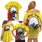 Personalised Melbourne Horse Racing Family Matching Off Shoulder Short Dress and Hawaiian Shirt The Race That Stops The Nation