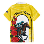 Personalised Melbourne Horse Racing Family Matching Off Shoulder Short Dress and Hawaiian Shirt The Race That Stops The Nation