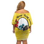 Personalised Melbourne Horse Racing Family Matching Off Shoulder Short Dress and Hawaiian Shirt The Race That Stops The Nation