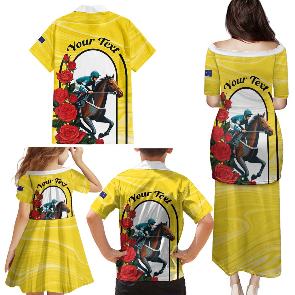 Personalised Melbourne Horse Racing Family Matching Puletasi and Hawaiian Shirt The Race That Stops The Nation