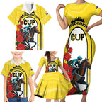 Personalised Melbourne Horse Racing Family Matching Short Sleeve Bodycon Dress and Hawaiian Shirt The Race That Stops The Nation