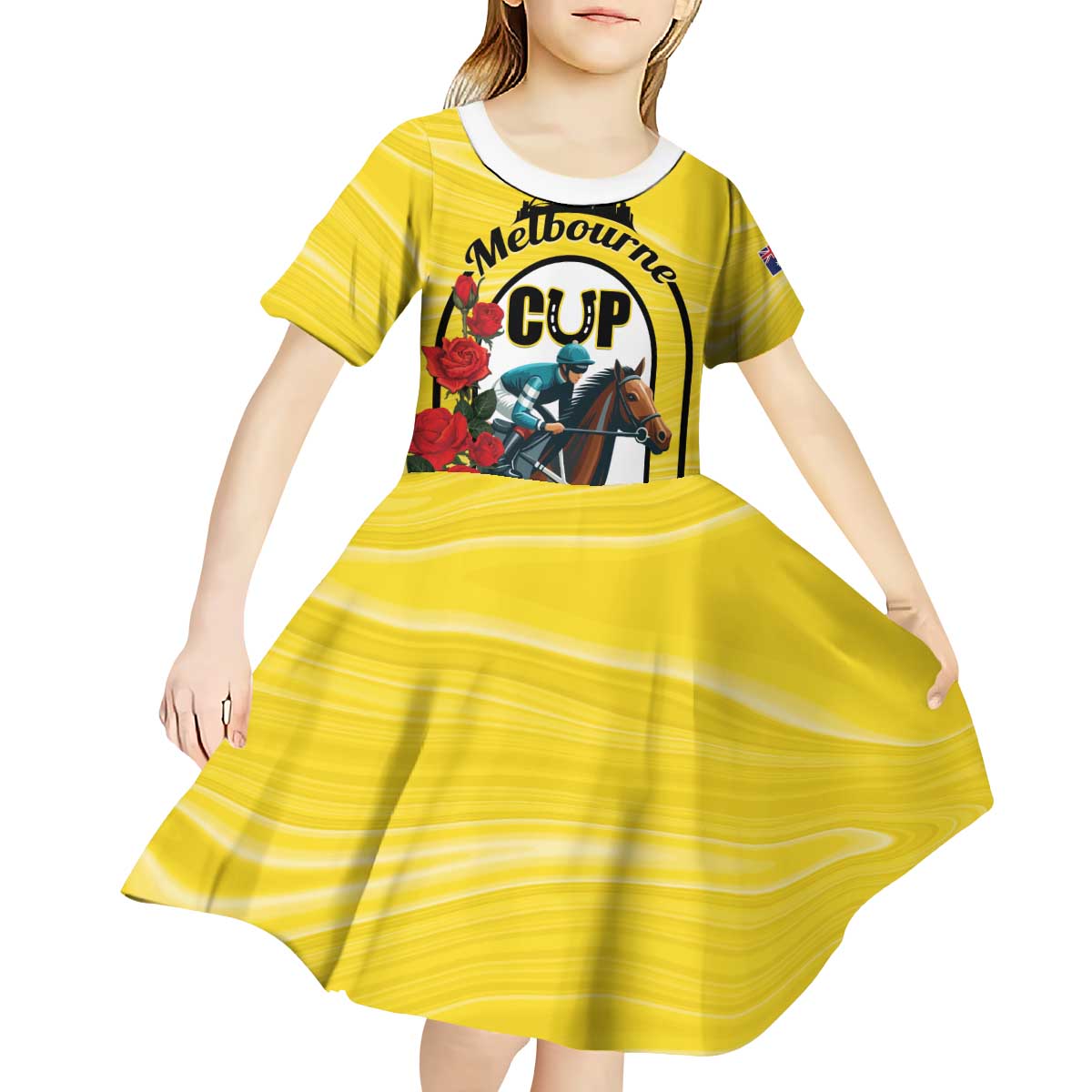 Personalised Melbourne Horse Racing Kid Short Sleeve Dress The Race That Stops The Nation