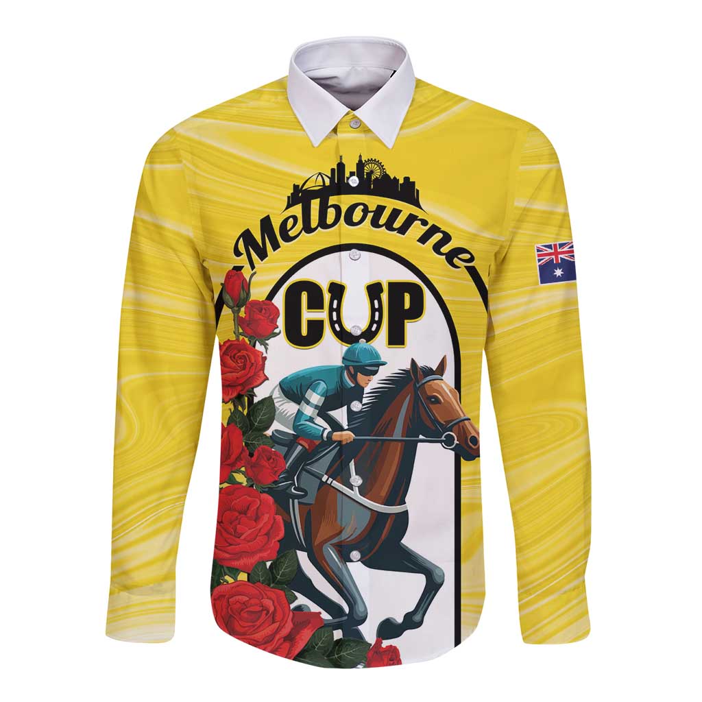 Personalised Melbourne Horse Racing Long Sleeve Button Shirt The Race That Stops The Nation
