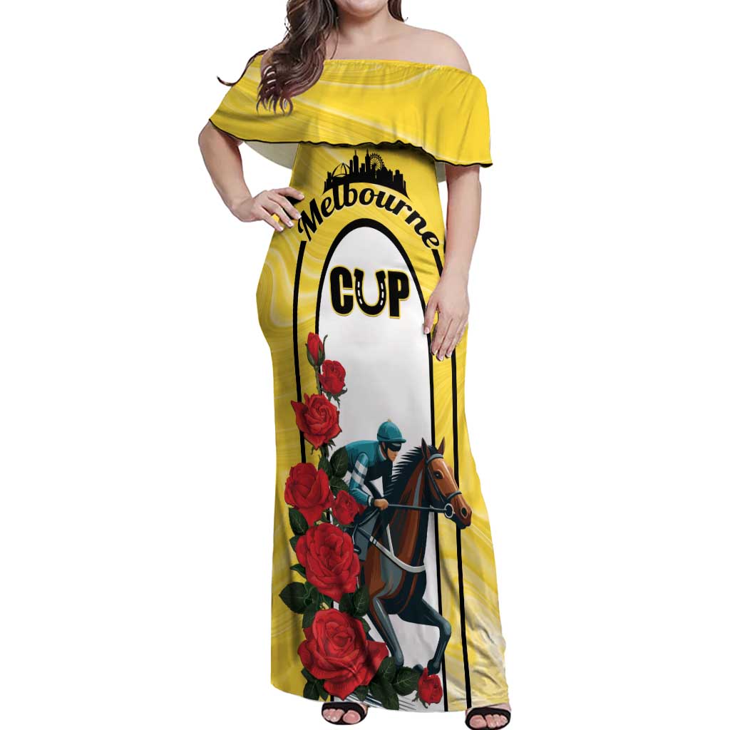 Personalised Melbourne Horse Racing Off Shoulder Maxi Dress The Race That Stops The Nation