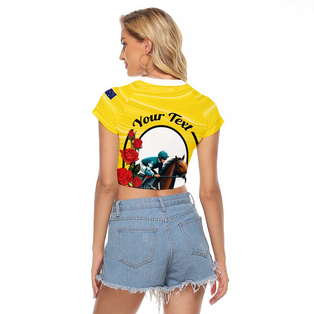 Personalised Melbourne Horse Racing Raglan Cropped T Shirt The Race That Stops The Nation