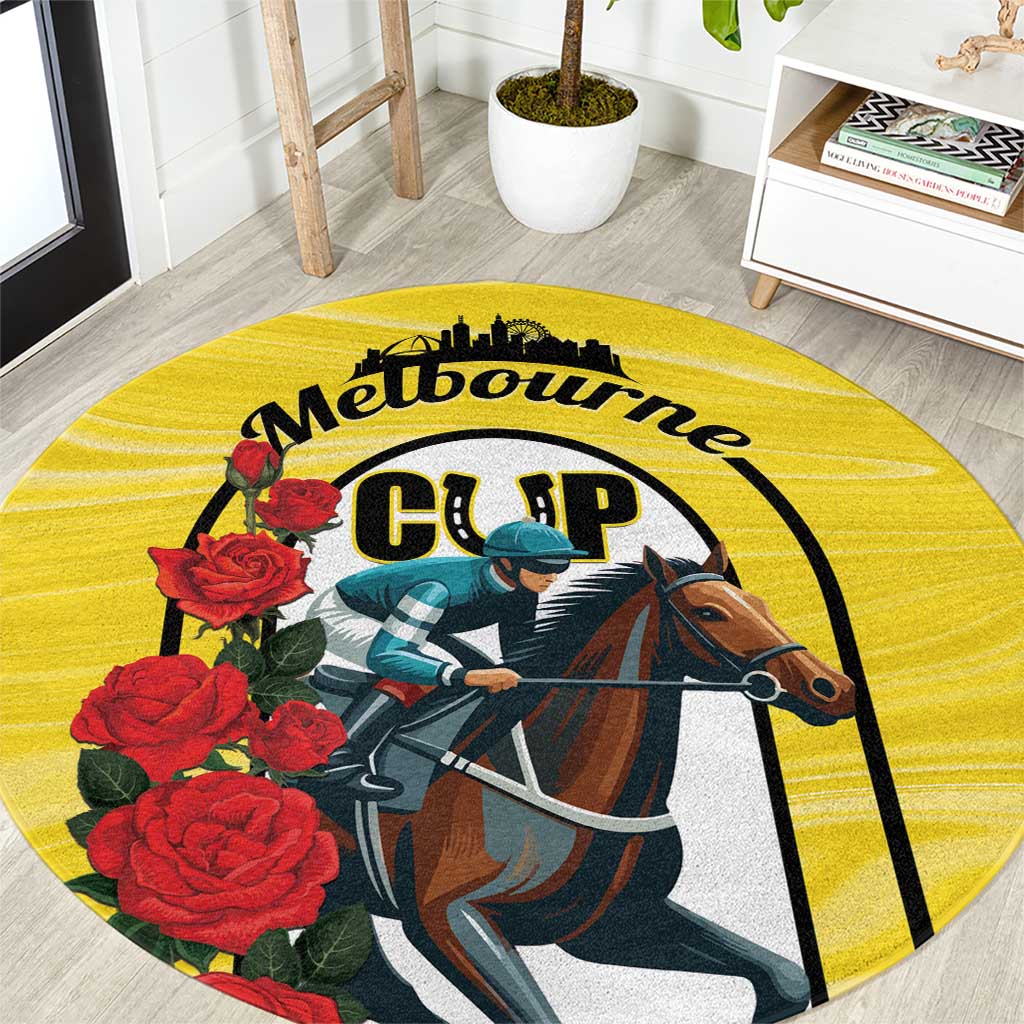Personalised Melbourne Horse Racing Round Carpet The Race That Stops The Nation