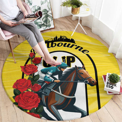 Personalised Melbourne Horse Racing Round Carpet The Race That Stops The Nation