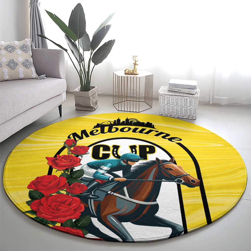 Personalised Melbourne Horse Racing Round Carpet The Race That Stops The Nation