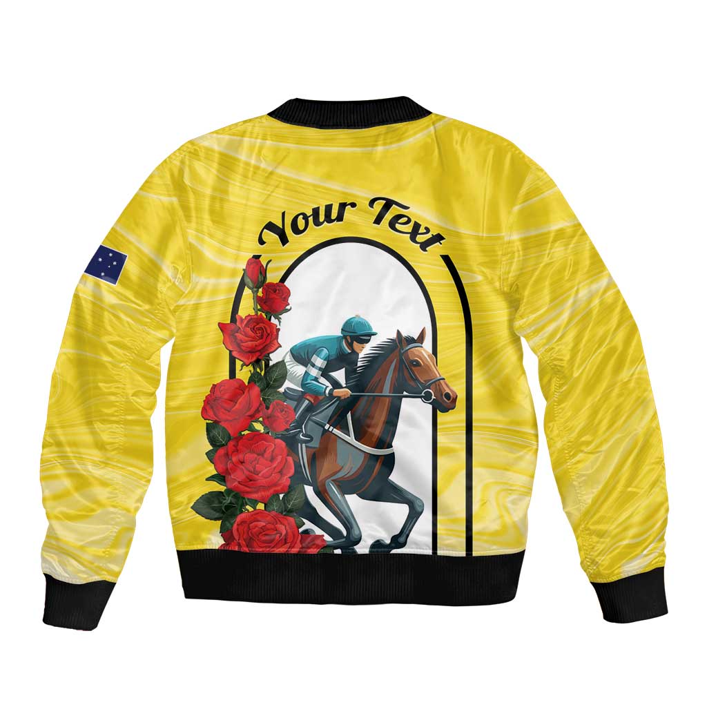 Personalised Melbourne Horse Racing Sleeve Zip Bomber Jacket The Race That Stops The Nation