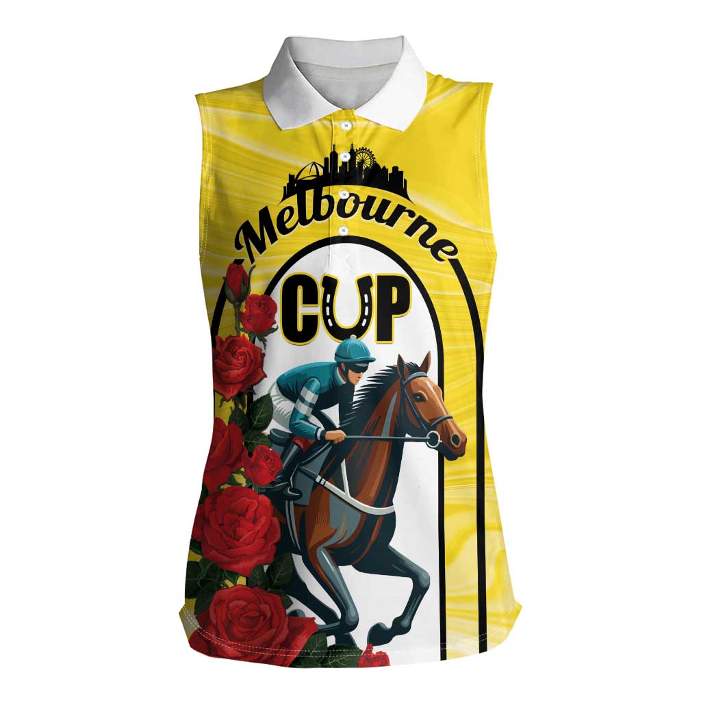 Personalised Melbourne Horse Racing Women Sleeveless Polo Shirt The Race That Stops The Nation