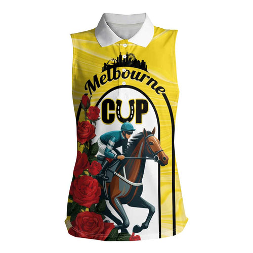 Personalised Melbourne Horse Racing Women Sleeveless Polo Shirt The Race That Stops The Nation