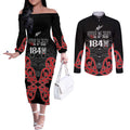 Toitu Te Tiriti 1840 Aotearoa Couples Matching Off The Shoulder Long Sleeve Dress and Long Sleeve Button Shirt Stand Together Stand Stronger