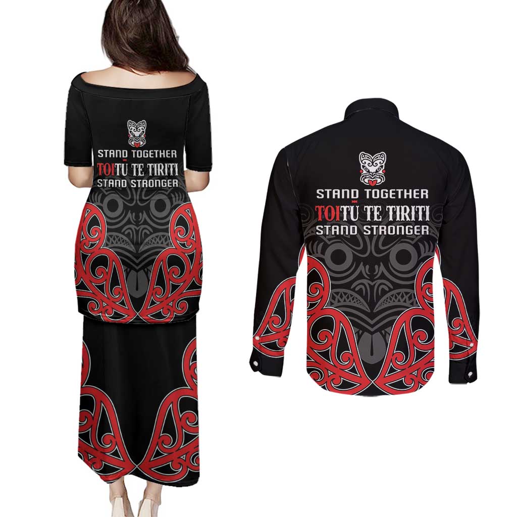 Toitu Te Tiriti 1840 Aotearoa Couples Matching Puletasi and Long Sleeve Button Shirt Stand Together Stand Stronger