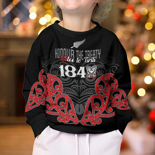 Toitu Te Tiriti 1840 Aotearoa Kid Ugly Christmas Sweater Stand Together Stand Stronger