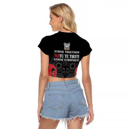 Toitu Te Tiriti 1840 Aotearoa Raglan Cropped T Shirt Stand Together Stand Stronger
