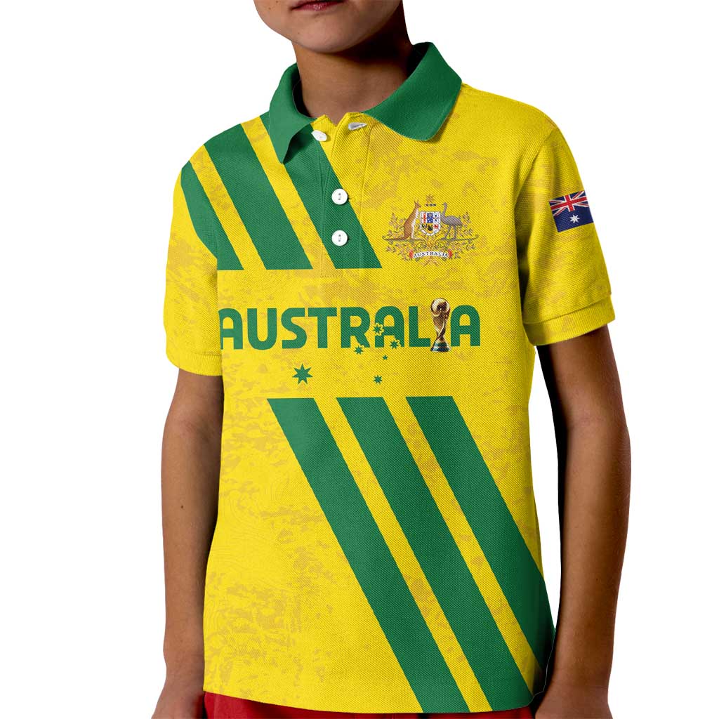 Custom Soccer 2026 Australia Kid Polo Shirt Socceroos Go Glory