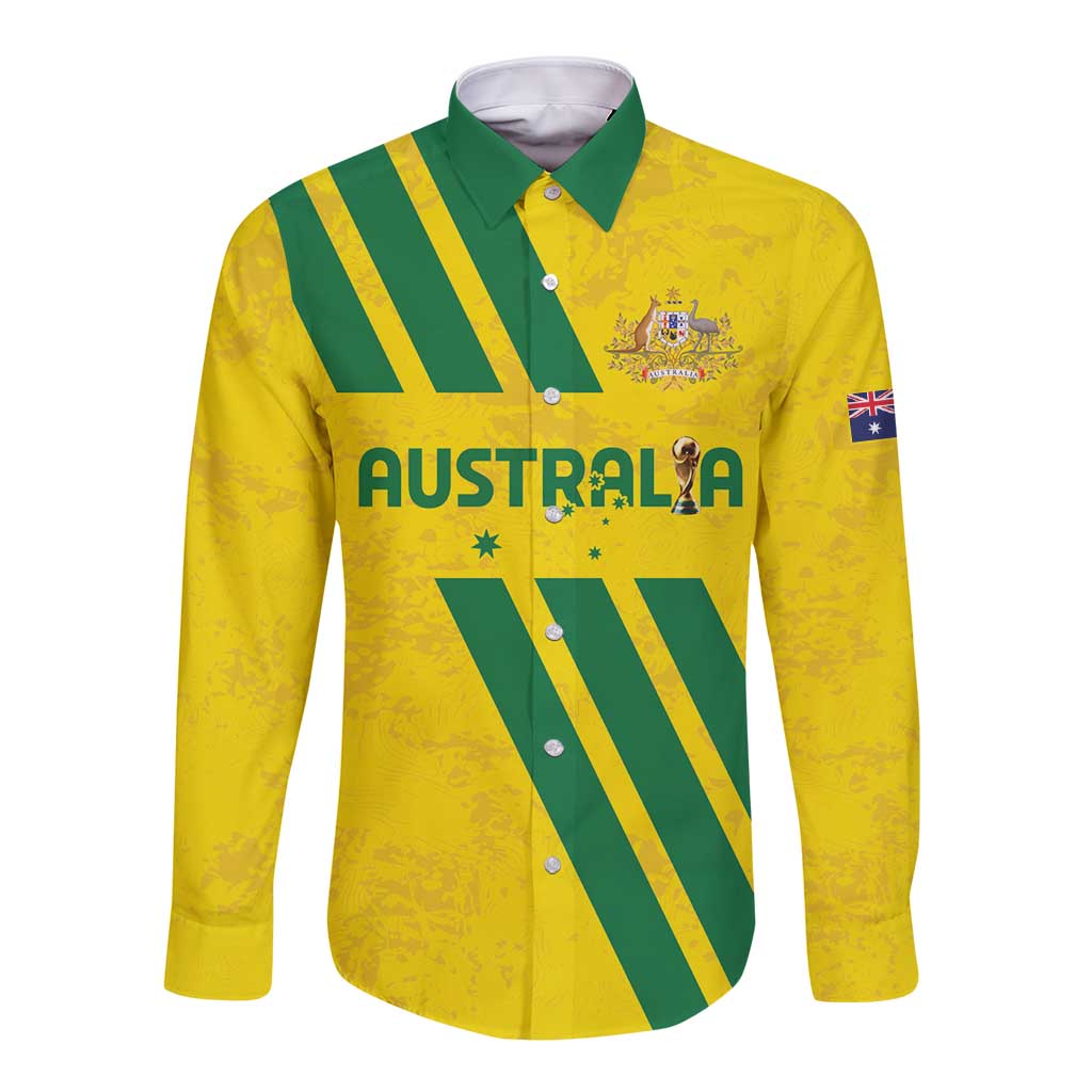 Custom Soccer 2026 Australia Long Sleeve Button Shirt Socceroos Go Glory