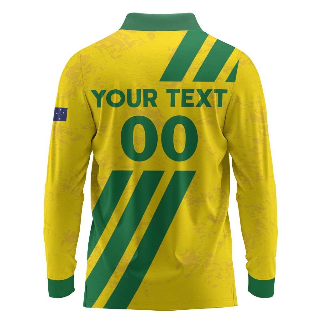 Custom Soccer 2026 Australia Long Sleeve Polo Shirt Socceroos Go Glory