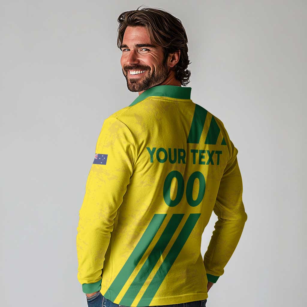 Custom Soccer 2026 Australia Long Sleeve Polo Shirt Socceroos Go Glory
