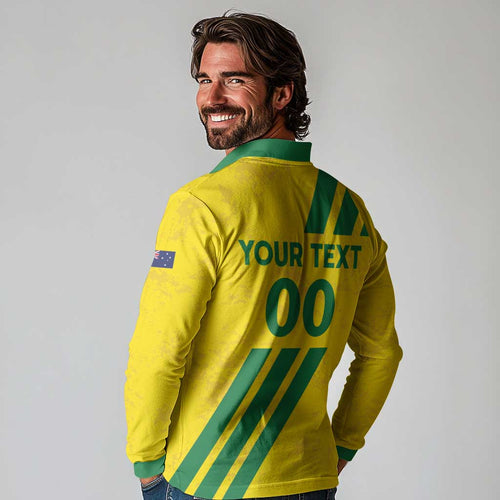 Custom Soccer 2026 Australia Long Sleeve Polo Shirt Socceroos Go Glory