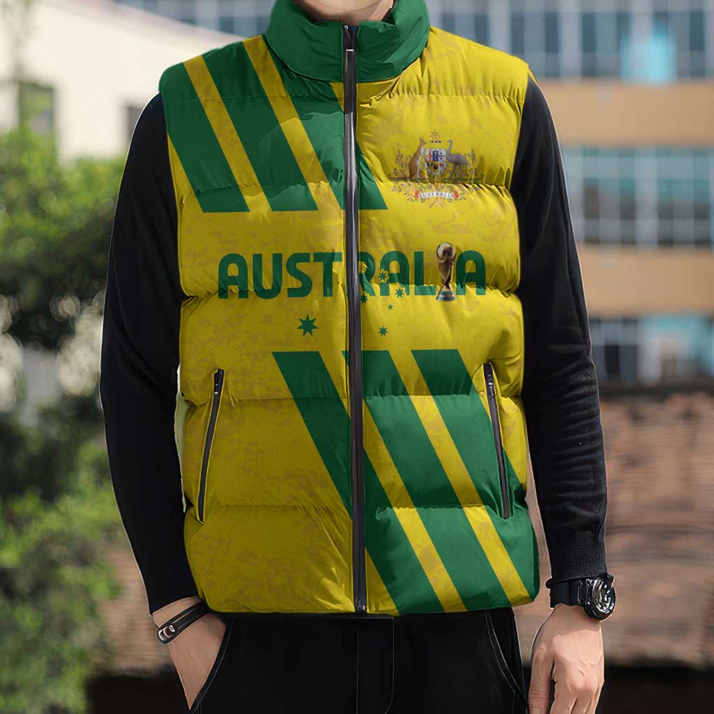 Custom Soccer 2026 Australia Sleeveless Puffer Jacket Socceroos Go Glory
