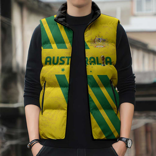 Custom Soccer 2026 Australia Sleeveless Puffer Jacket Socceroos Go Glory
