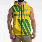 Custom Soccer 2026 Australia Sleeveless Zip Hoodie Socceroos Go Glory