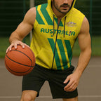 Custom Soccer 2026 Australia Sleeveless Zip Hoodie Socceroos Go Glory