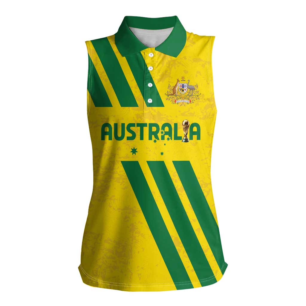 Custom Soccer 2026 Australia Women Sleeveless Polo Shirt Socceroos Go Glory