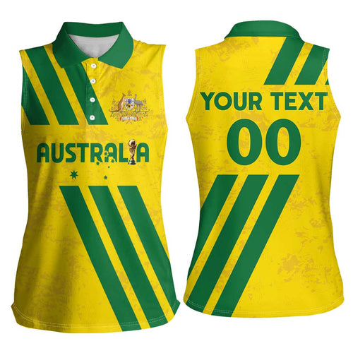 Custom Soccer 2026 Australia Women Sleeveless Polo Shirt Socceroos Go Glory
