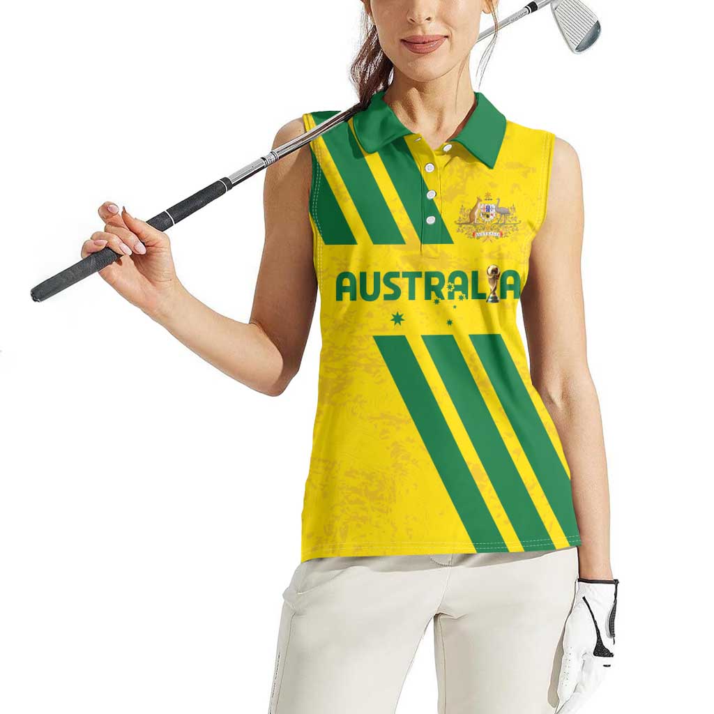 Custom Soccer 2026 Australia Women Sleeveless Polo Shirt Socceroos Go Glory