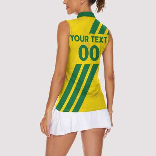 Custom Soccer 2026 Australia Women Sleeveless Polo Shirt Socceroos Go Glory